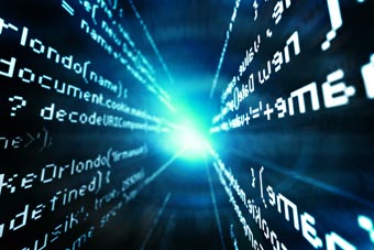 Computer code disappearing into the distance